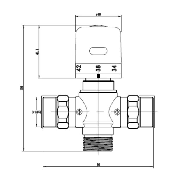 size HFT33007Z-01 Thermostatic Mixing Valve