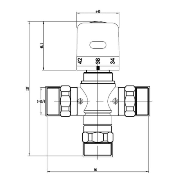 size HFT33008Z-01 Thermostatic Mixing Valve