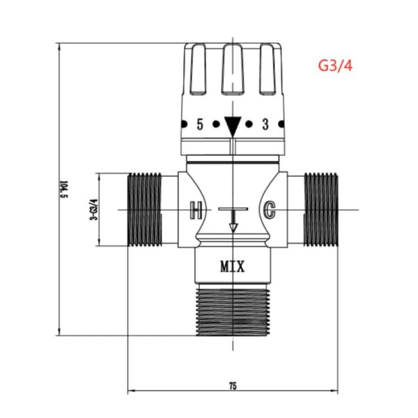 size HFT40009Z-01 Thermostatic Mixing Valve, G34