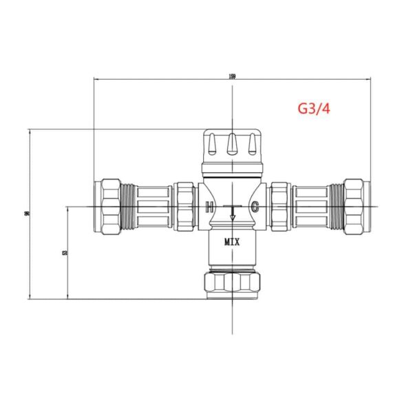 size HFT40011Z-01 Thermostatic Valve, G3/4