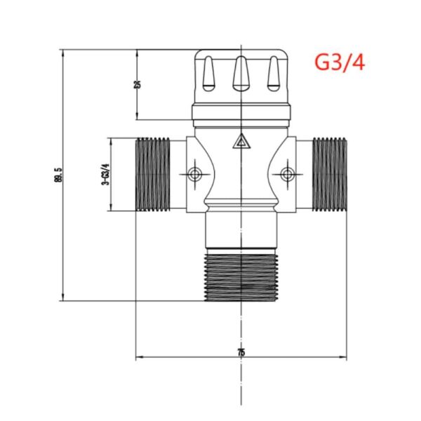 size HFT40014Z-01 Thermostatic Diverter Valve, G3_4