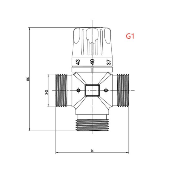 size HFT40018T-01 Memory Alloy Thermostatic Valve, G1