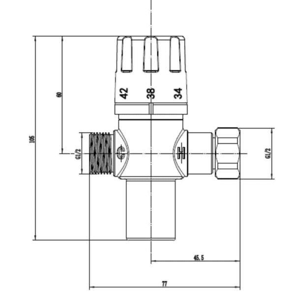 size dimension HFT33020Z-01 Thermostatic Mixing Valve for water heater