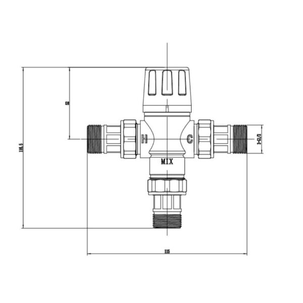 size water heater valve HFT33016Z-01 Thermostatic Mixing Valve