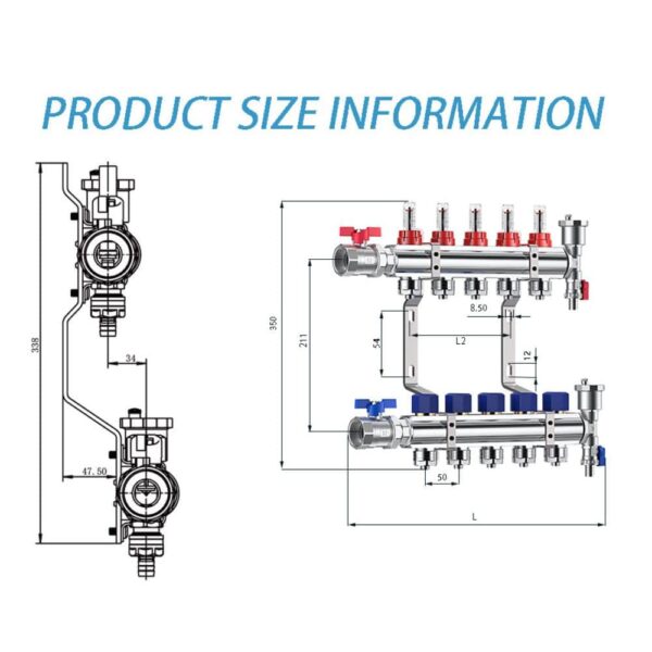 M-SS25 Stainless Steel Manifold size